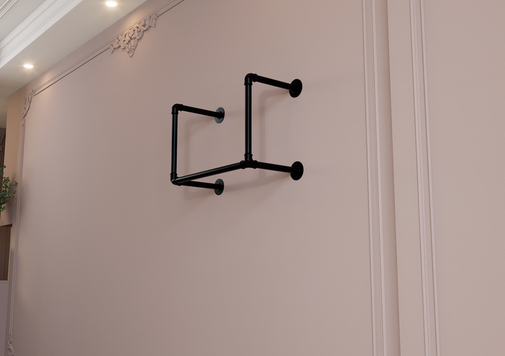 Compact Double Tier Shelf Bracket with Clothes Bar (3544)