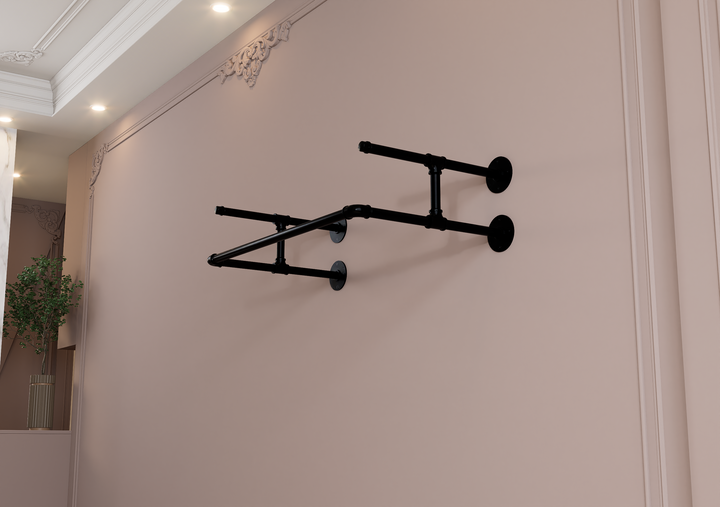 Compact Wall Shelf Bracket with Clothes Bar (3903)