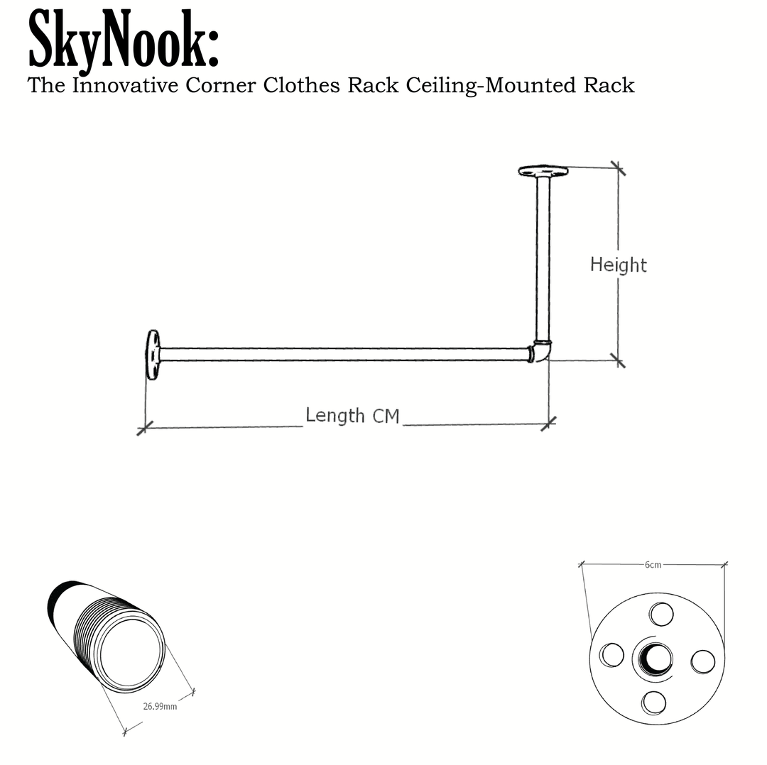 SkyNook: The Innovative Corner Clothes Rack Ceiling-Mounted Rack