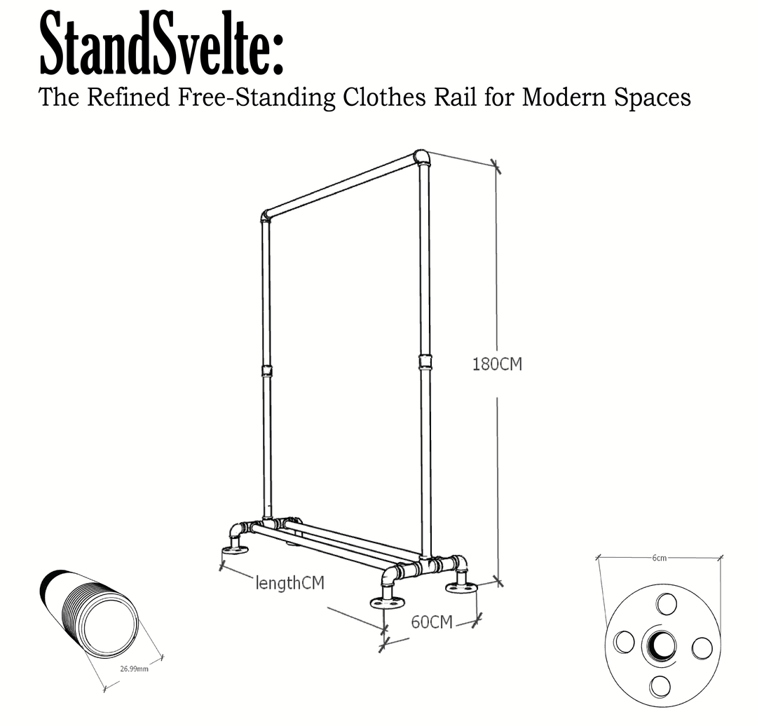 StandSvelte: The Refined Free-Standing Clothes Rail for Modern Spaces