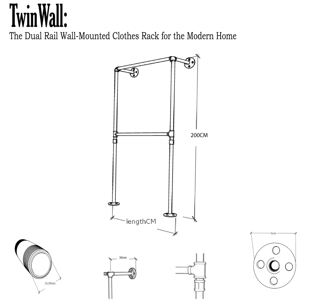 TwinWall: The Dual Rail Wall-Mounted Clothes Rack for the Modern Home