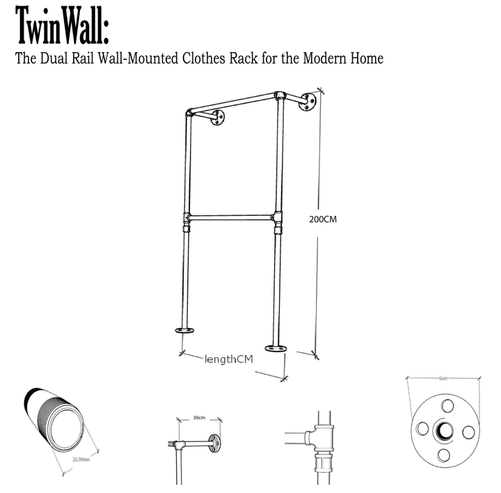 TwinWall: The Dual Rail Wall-Mounted Clothes Rack for the Modern Home