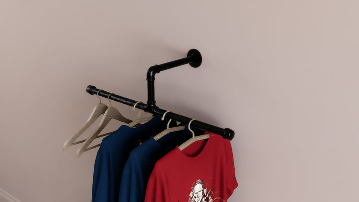 Minimalist Black Steel Clothes Rack T-Bar (N2)
