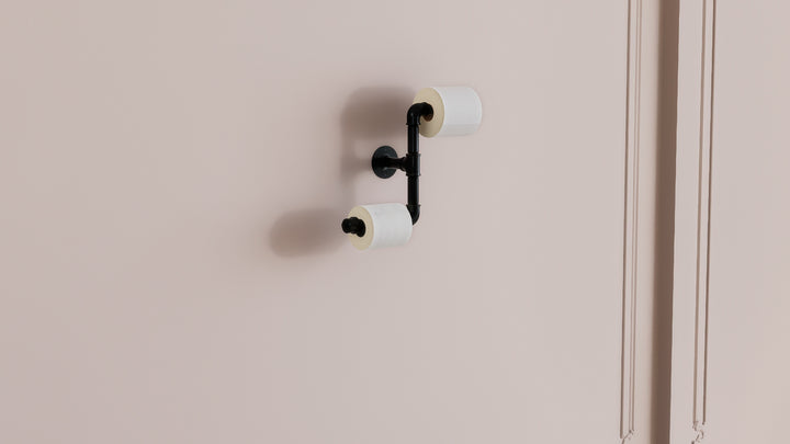 Industrial Black Pipe Inverted Toilet Paper Holder (D11)