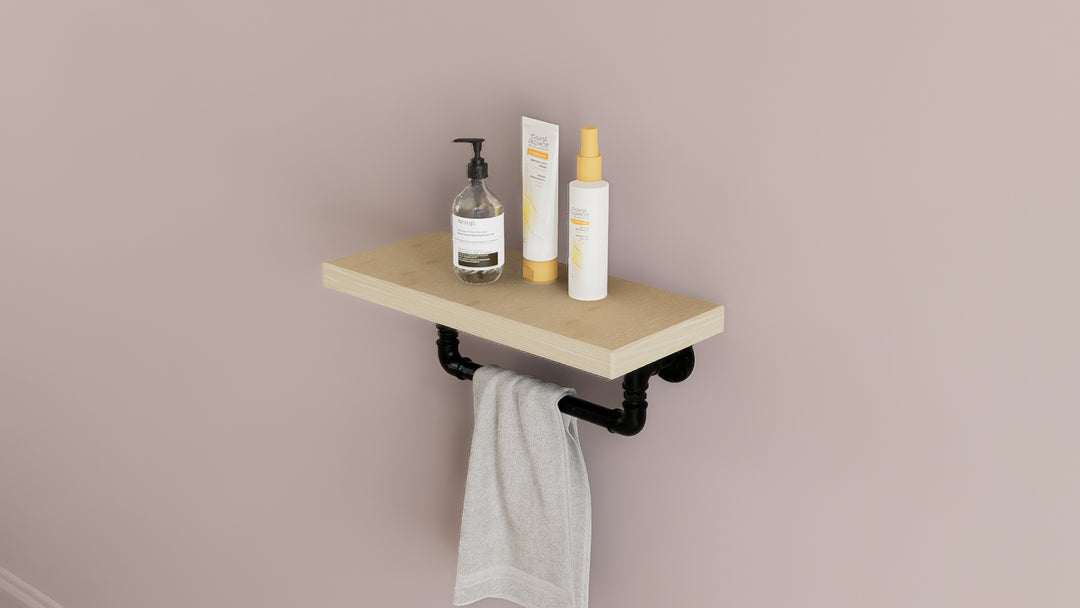 Compact Shelf Bracket with Towel Holder (D158)
