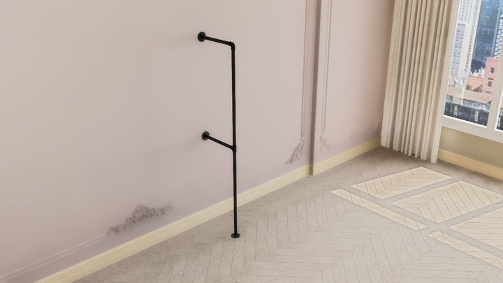 F-Shaped Wall & Floor Mounted Garment Rail (D76)
