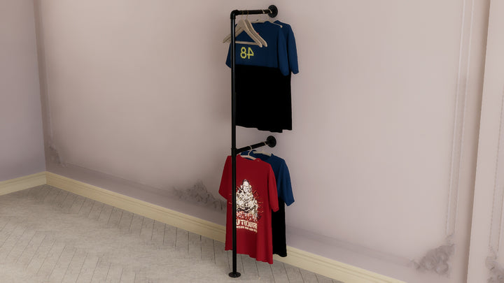 F-Shaped Wall & Floor Mounted Garment Rail (D76)