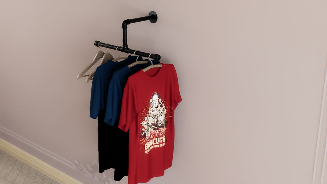 Compact Black T Pipe Wall Mounted Clothes Rack (D35)