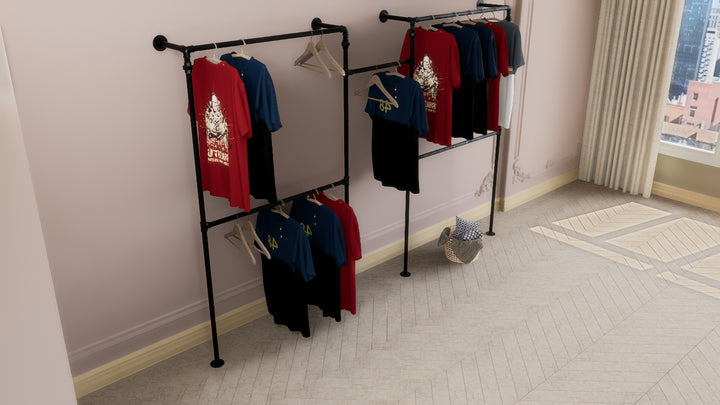 Wall & Floor Mounted 4-Frame Open Rail with Central Pole (D102)