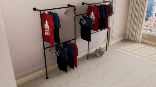 Wall & Floor Mounted 4-Frame Open Rail with Central Pole (D102)