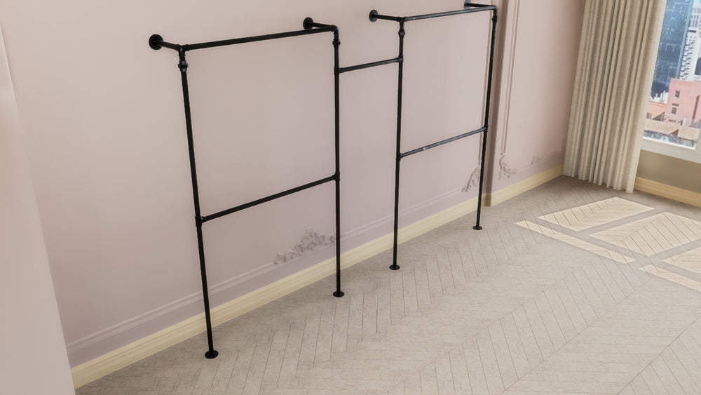 Wall & Floor Mounted 4-Frame Open Rail with Central Pole (D102)