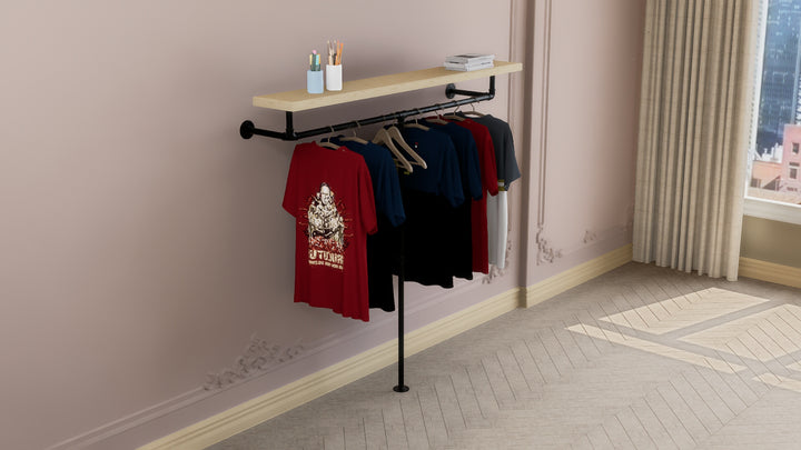 T-Shaped Clothes Rack with Top Shelf (D134)