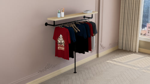T-Shaped Clothes Rack with Top Shelf (D134)