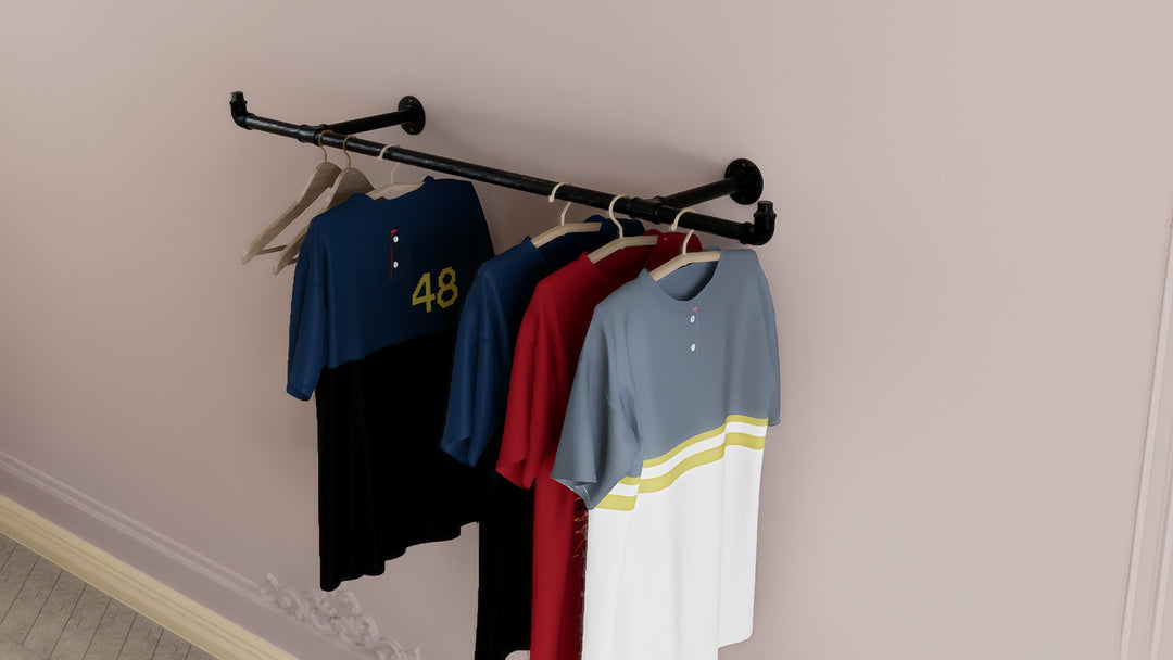 Rustic Industrial Wall Mounted Clothes Rail With Raised Fittings (D104)