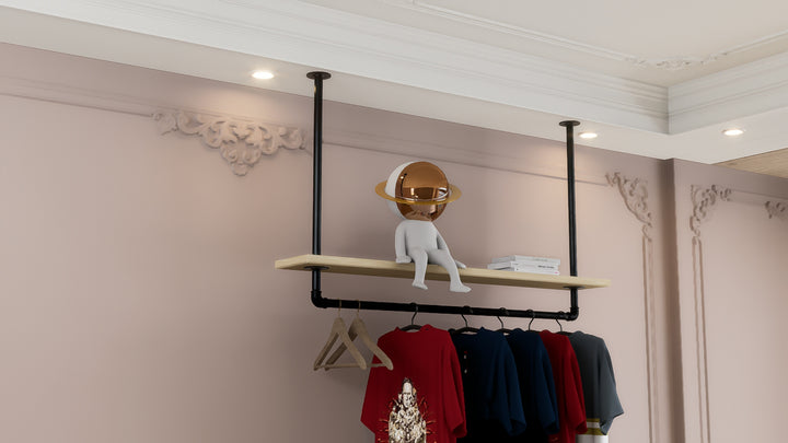 Ceiling Mounted Shelf Bracket with Clothes Rail (D112)