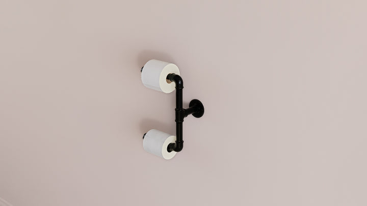 Industrial Black Pipe Dual Toilet Paper Holder (D15)