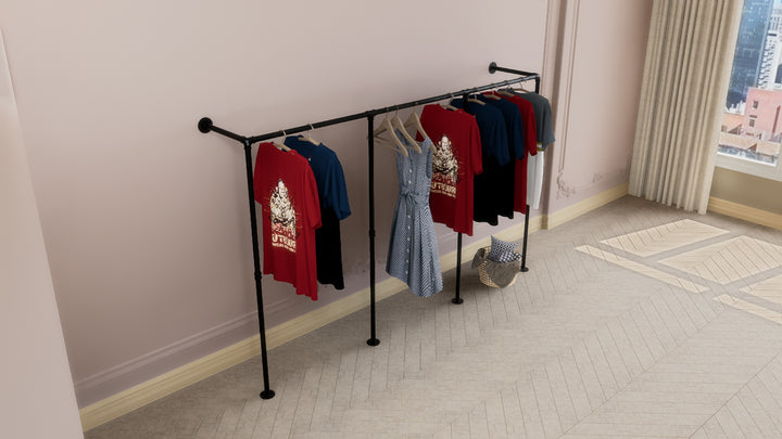 Industrial Wall Mounted Clothes Rack Triple Section (D116)