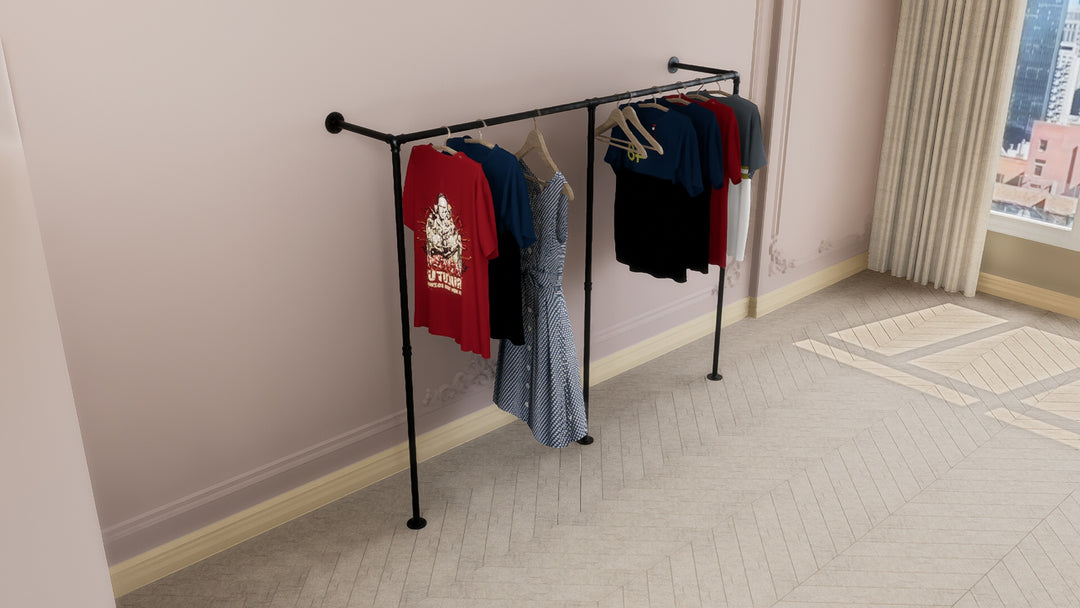 Double Wall & Floor Mounted Clothes Rack (D127)