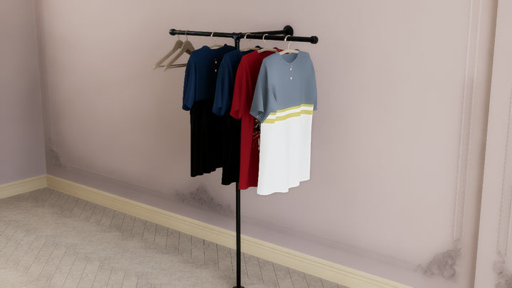 Industrial Trident-Style Floor & Wall Mounted Clothes Rack (D95)