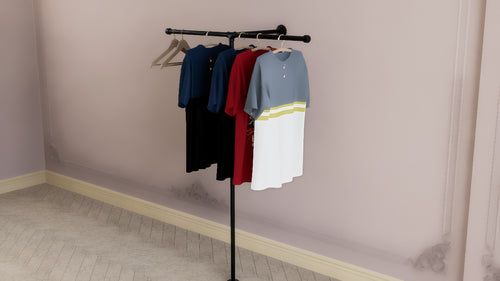 Industrial Trident-Style Floor & Wall Mounted Clothes Rack (D95)