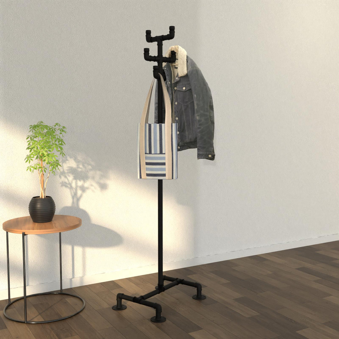 SteelStand free-standing coat hanger, showcasing a robust pipe design.